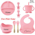 Kit Repas Bébé Silicone Personnalisé - Assiette Bol Tasse Couverts Prénom