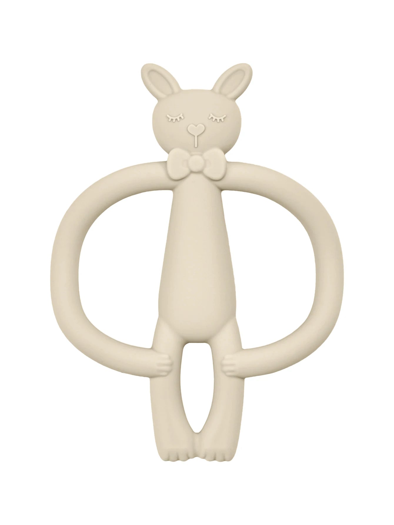 Anneau de Dentition Lapin Silicone - Jouet Mordant Bébé Coloris Pastel