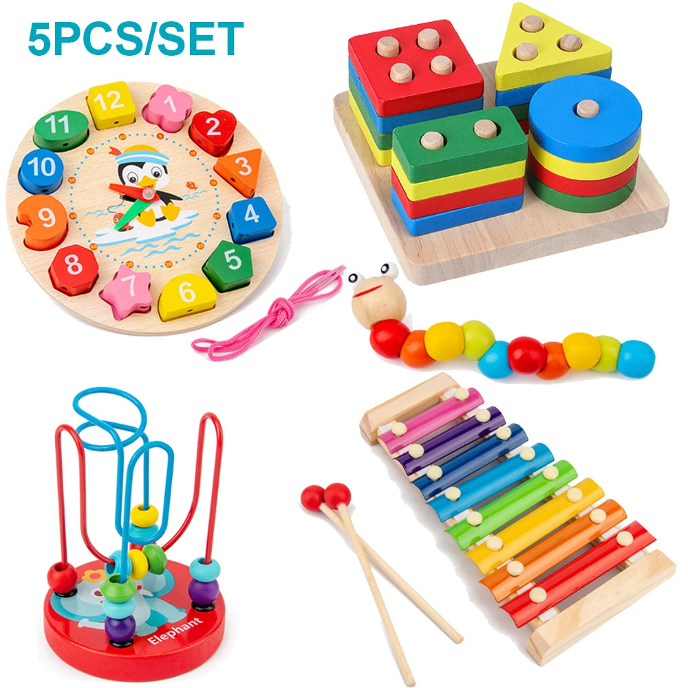Set Jouets Montessori en Bois - Puzzles & Jeux Éducatifs Bébé