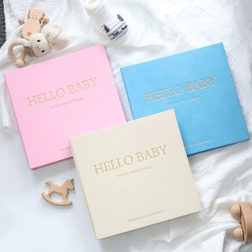 Livre souvenir bébé 1ère année ERATOPIC — Journal mémoire naissance en lin, cadeau baby shower