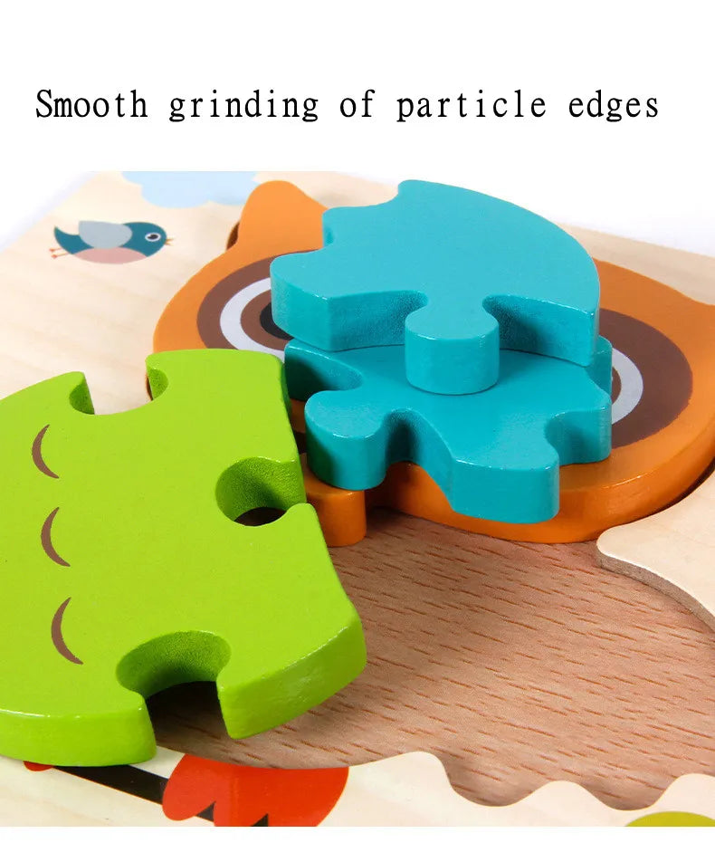 Puzzle en Bois 3D Animaux — Jeu d'Éveil et d'Apprentissage pour Bébé