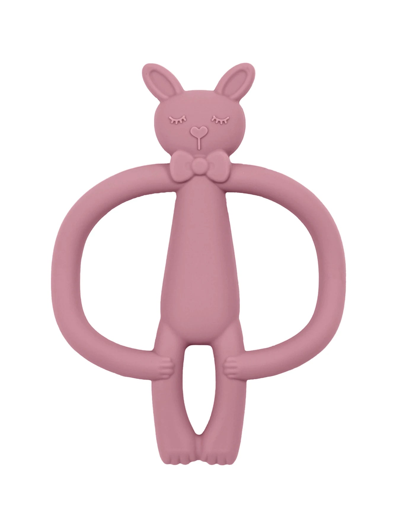 Anneau de Dentition Lapin Silicone - Jouet Mordant Bébé Coloris Pastel