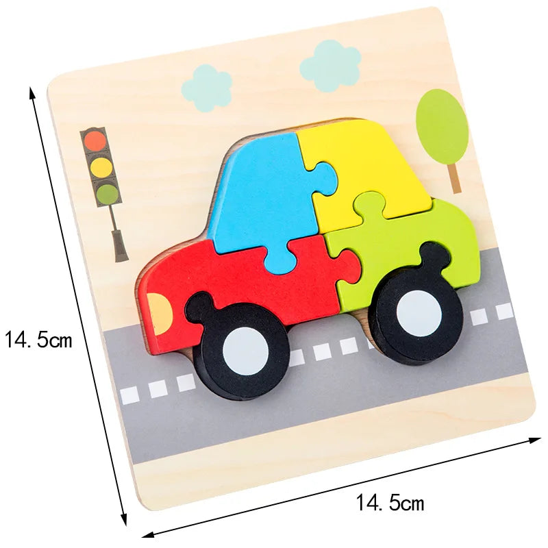 Puzzle en Bois 3D Animaux — Jeu d'Éveil et d'Apprentissage pour Bébé