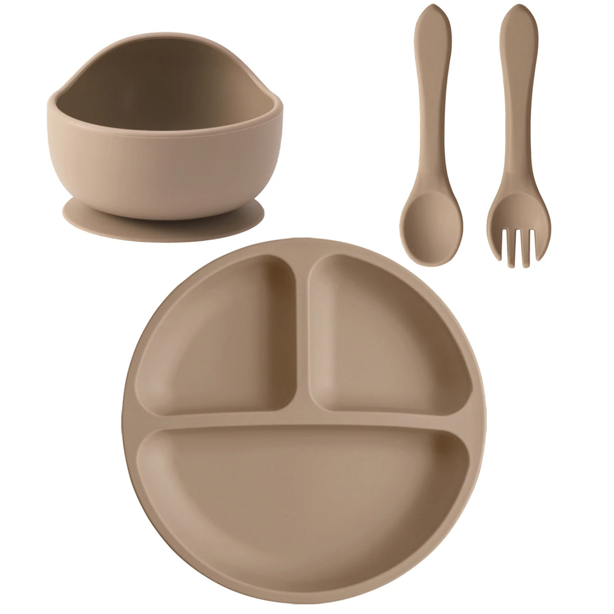 Set d'Assiettes Silicone Ventouses pour Bébé – Vaisselle Complète 4 Pièces