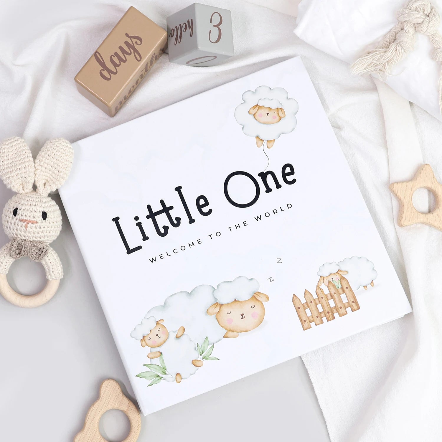 Livre souvenir bébé 1ère année ERATOPIC — Journal mémoire naissance en lin, cadeau baby shower