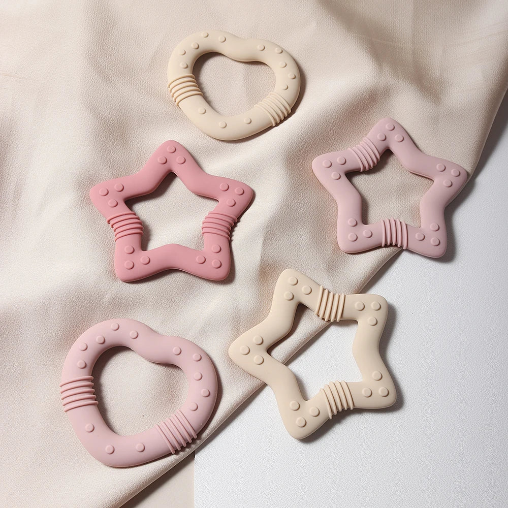 Anneau de Dentition Étoile Silicone - Set Coloris Pastel Bébé