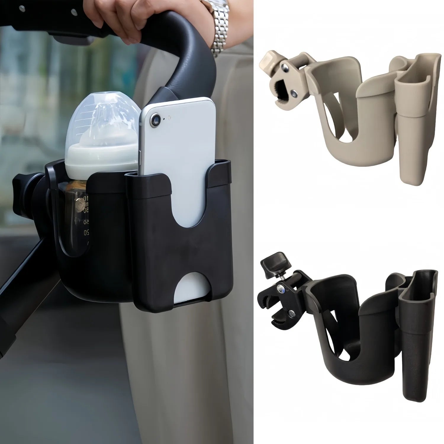 Porte-Gobelet Poussette Universel - Support Bouteille & Téléphone Antidérapant