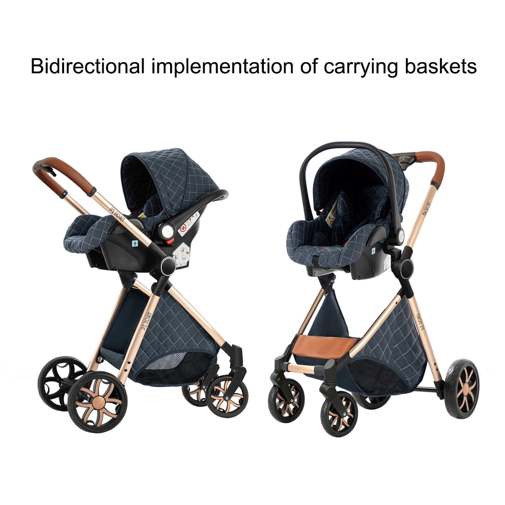 Poussette Trio 3 en 1 Bébé - Siège Auto Nacelle Pliable Voyage