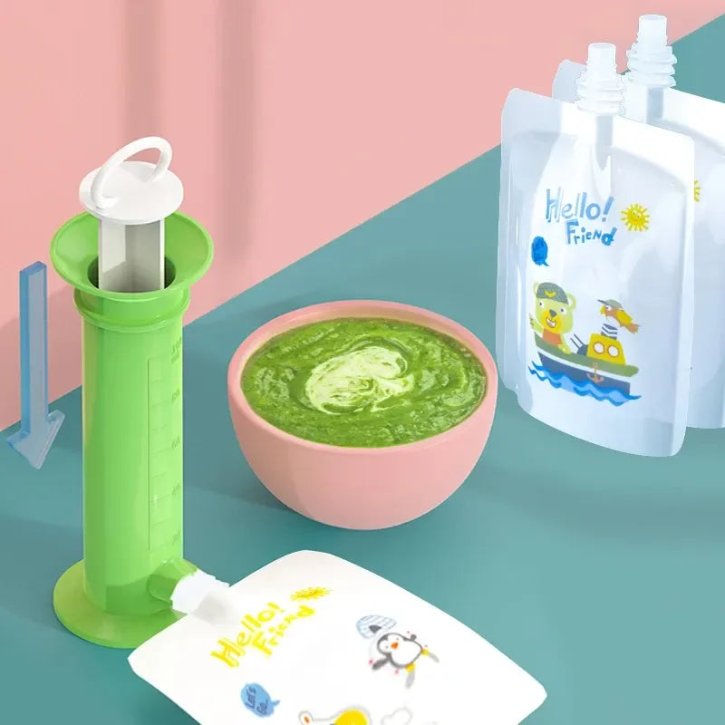 Gourde Purée Bébé Réutilisable — Poche Compote Rechargeable, Diversification Alimentaire