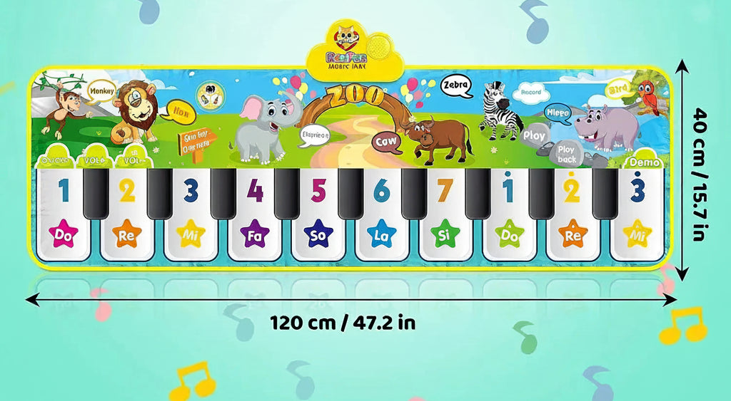 Tapis Piano Musical Interactif – Tapis de Jeu Tactile pour Enfant, 3 Instruments