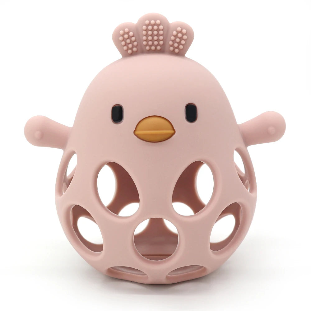 Jouet de Dentition Poussin Silicone - Balle Ajourée Bébé