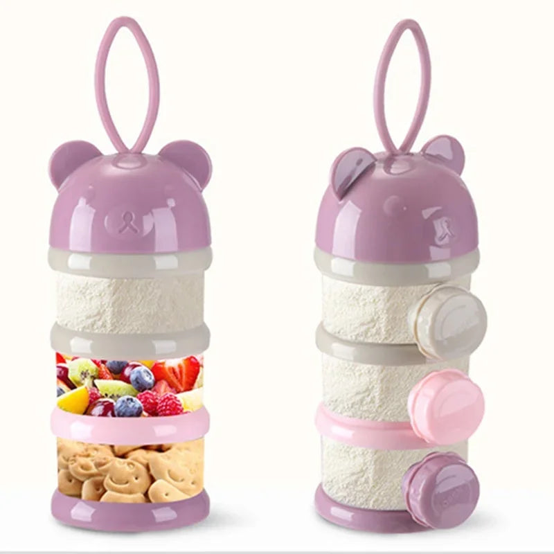 Boîte Doseuse Lait en Poudre Bébé - Contenant Snacks Portable 3-4 Compartiments