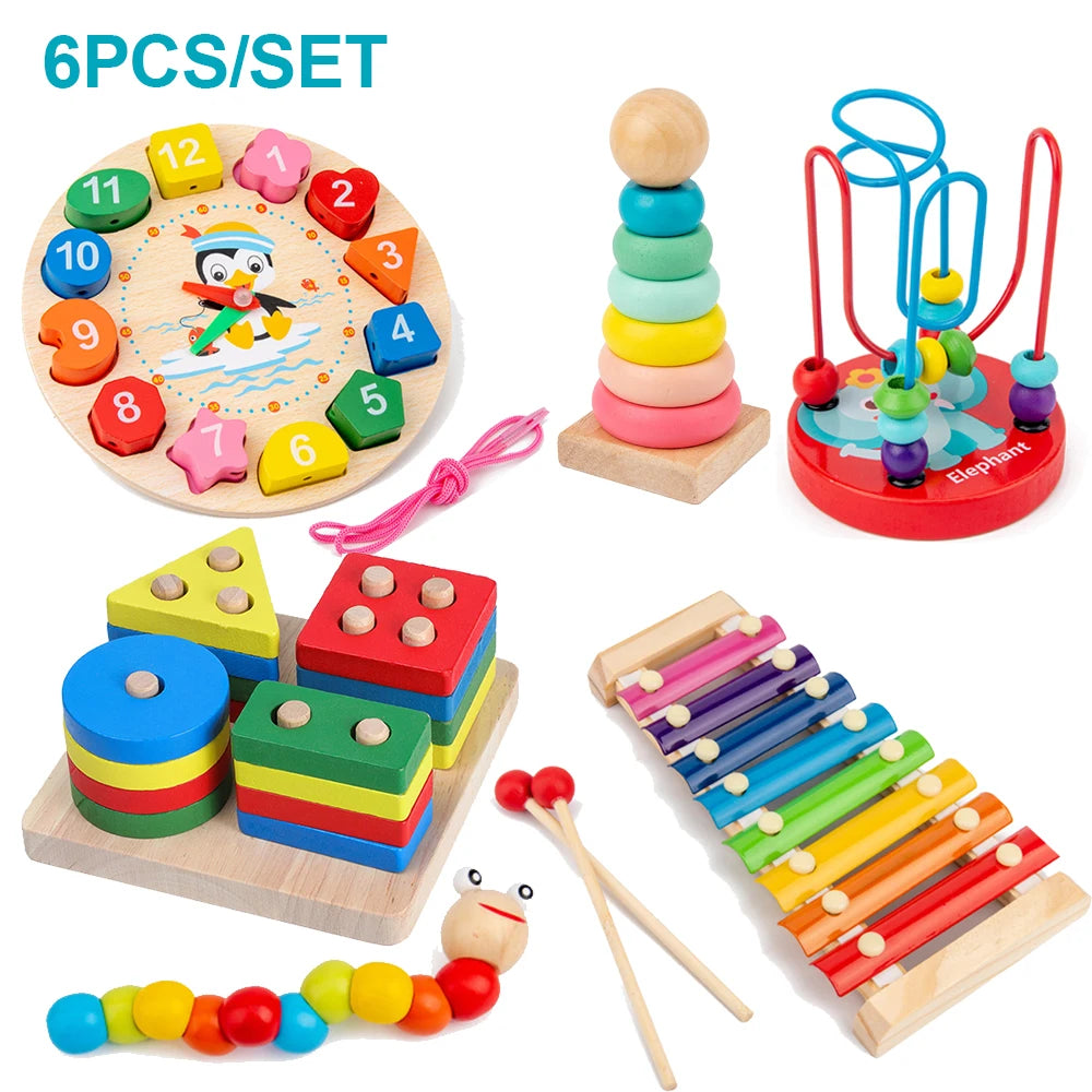 Set Jouets Montessori en Bois - Puzzles & Jeux Éducatifs Bébé