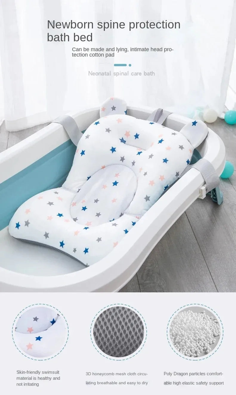 Coussin de Bain Bébé Étoiles - Support Antidérapant Nouveau-né