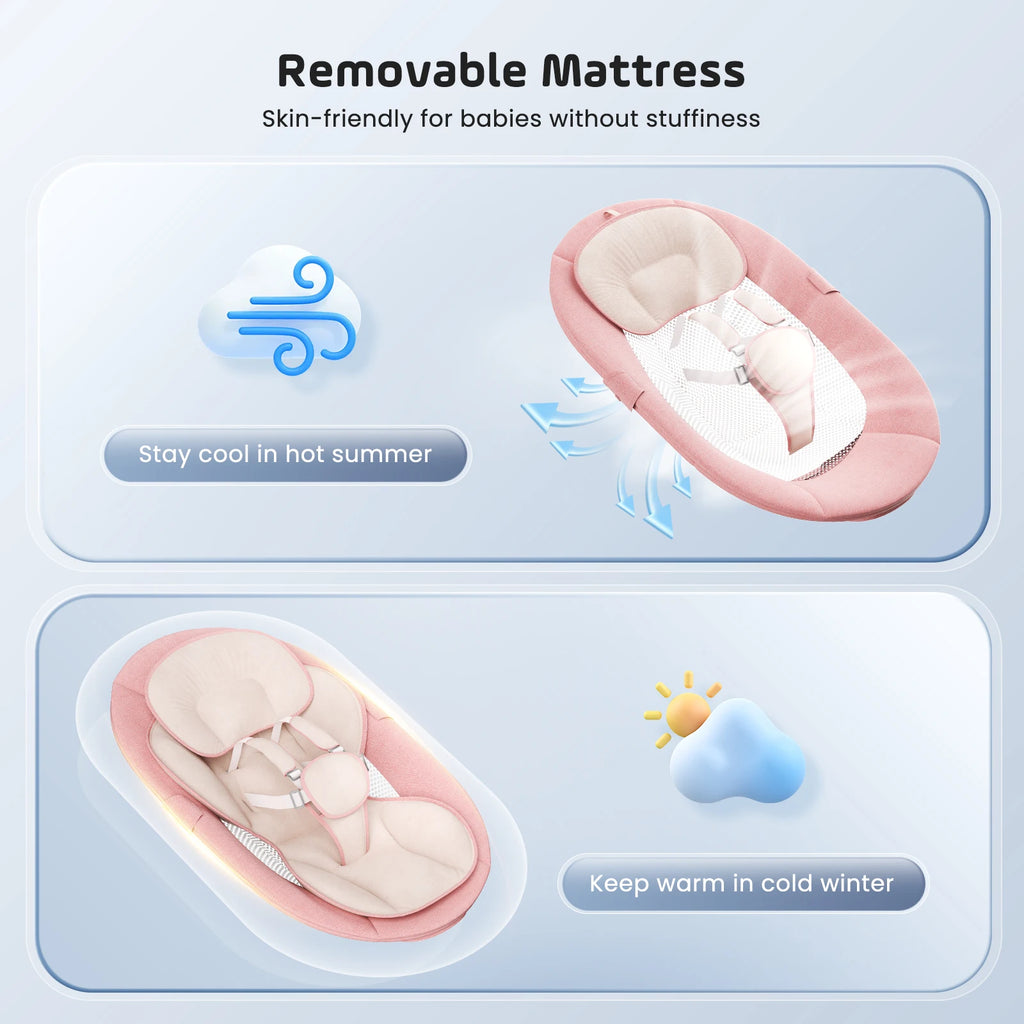 Balancelle Électrique Bébé - Télécommande Bluetooth 5 Vitesses 10 Mélodies