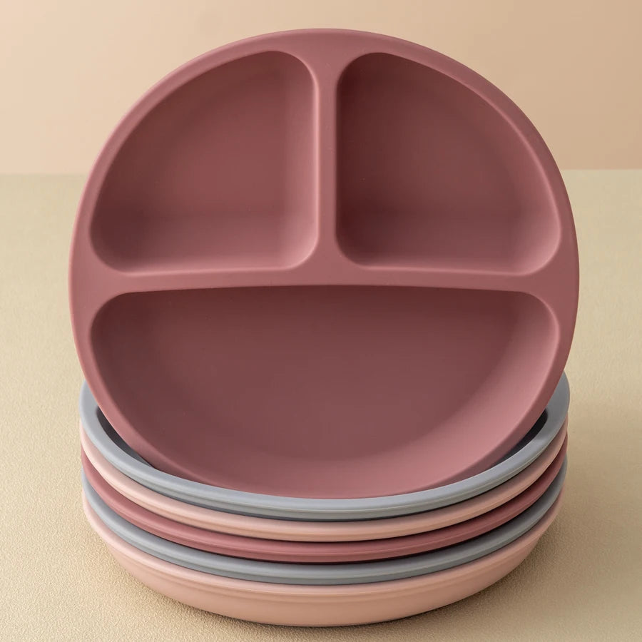 Assiette Ventouse Silicone Bébé - Compartiments Sans BPA Repas Enfant