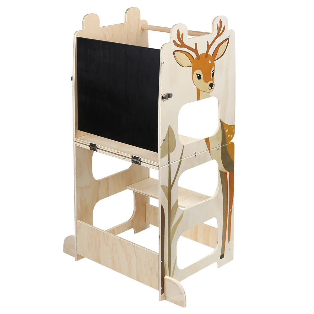 Tour d'Observation Montessori 3-en-1 – Table, Chaise & Tabouret Évolutif pour Enfant