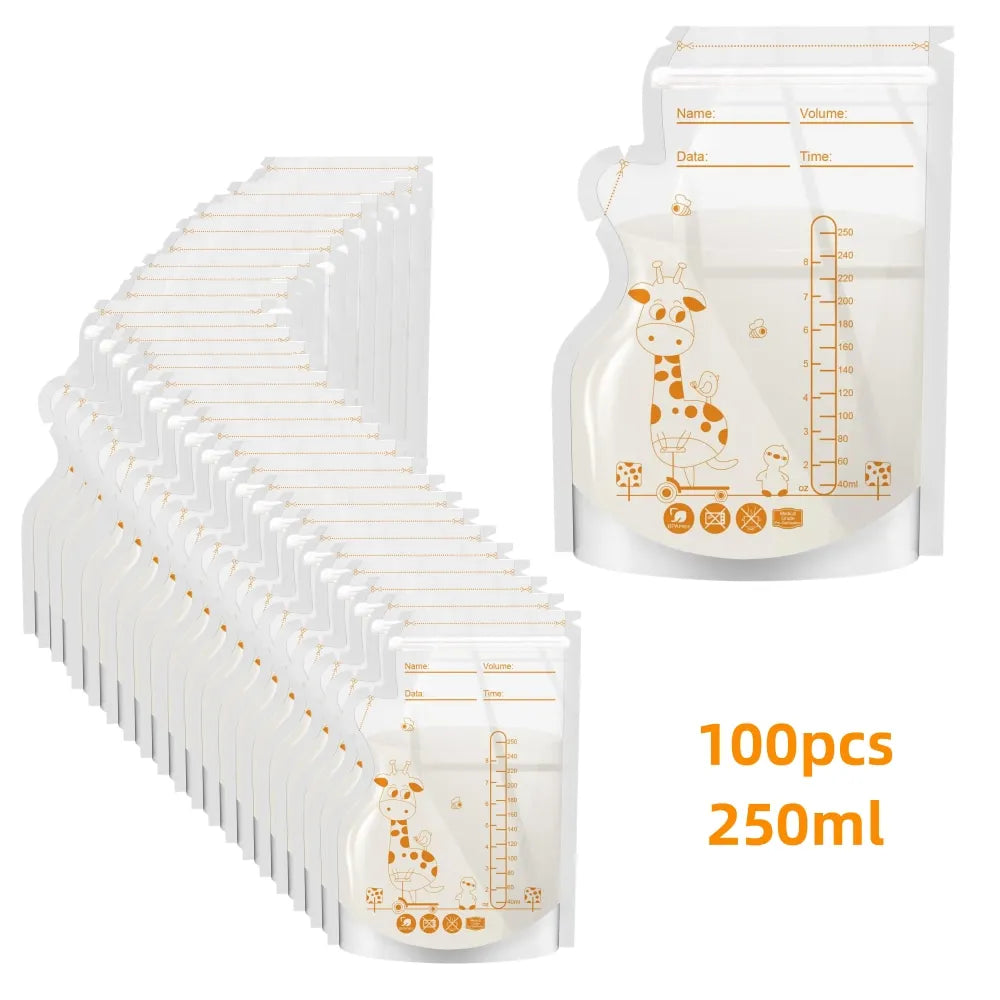 Poches Conservation Lait Maternel 250ml — Lot 100 pcs, Sans BPA, Debout & Étanche
