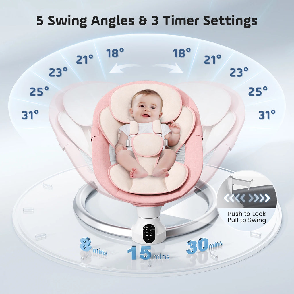 Balancelle Électrique Bébé - Télécommande Bluetooth 5 Vitesses 10 Mélodies
