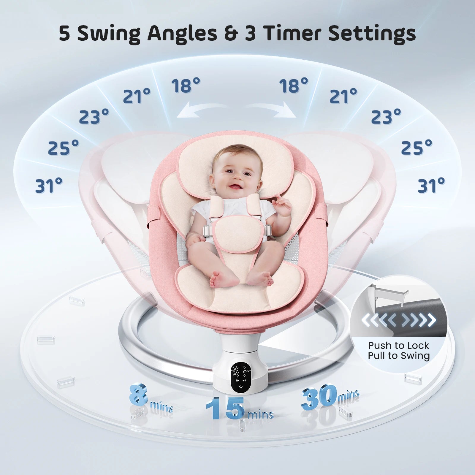 Balancelle Électrique Bébé - Télécommande Bluetooth 5 Vitesses 10 Mélodies
