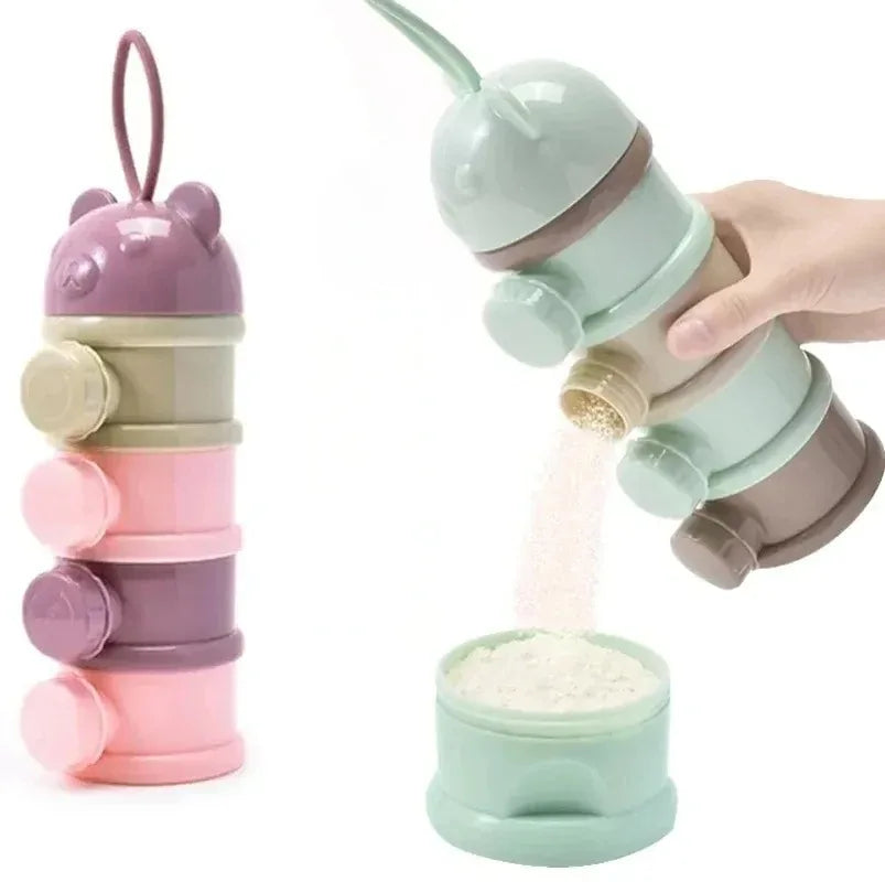 Boîte Doseuse de Lait en Poudre 4 Niveaux – Distributeur Portable Forme Ourson