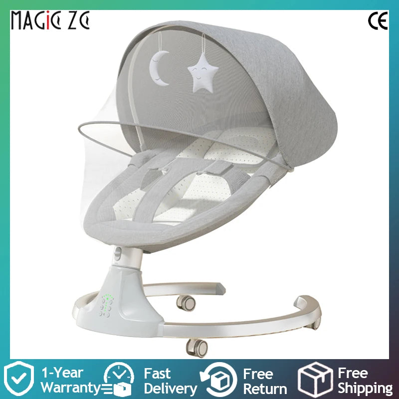 Berceau Électrique Bébé Bluetooth - Moustiquaire Musique Multifonction Nouveau-né