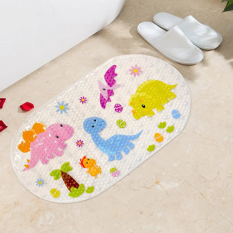 Tapis de bain antidérapant bébé — Motifs rigolos, ventouses, PVC doux 38x69cm