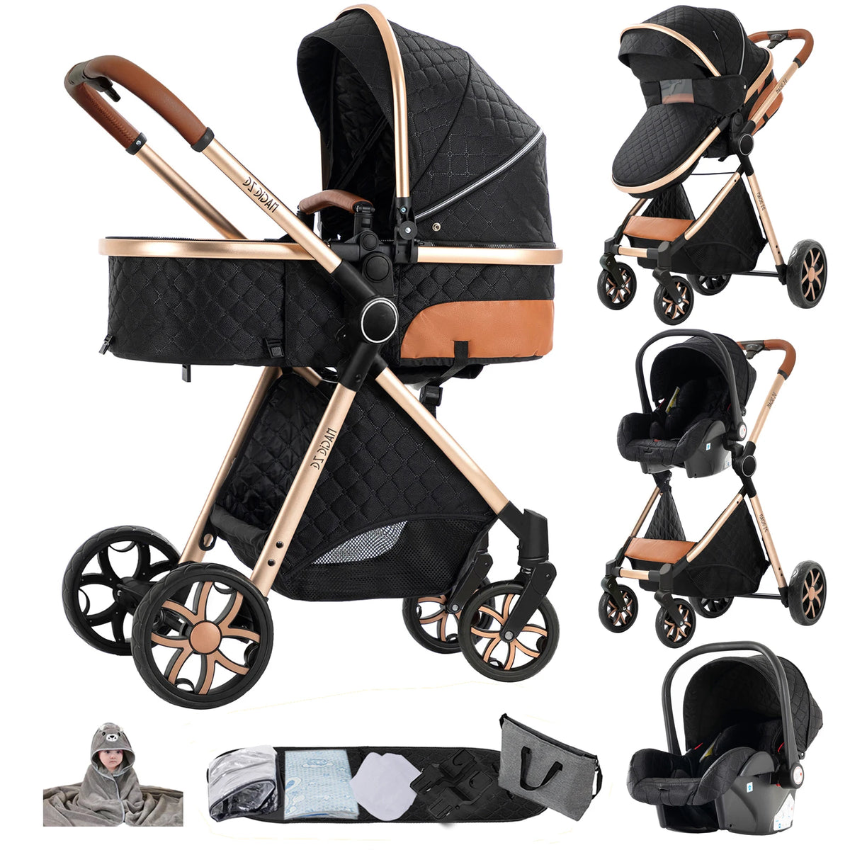 Poussette Trio 3 en 1 Magic ZC – Nacelle, Cosy Auto & Châssis Réversible