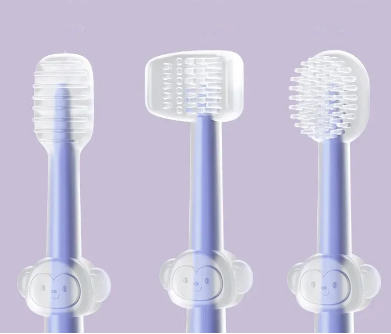 Set 3 Brosses à Dent Bébé Silicone — Nettoyage Doux 360°