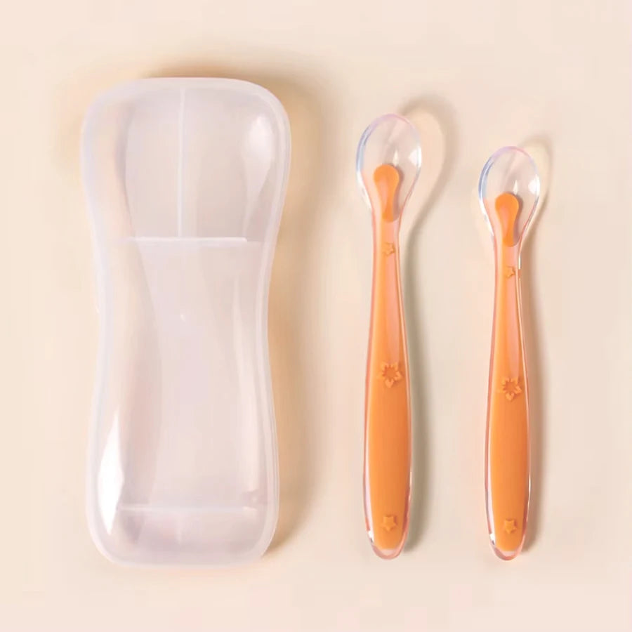 Set Cuillères Silicone Bébé - Apprentissage Repas Doux 2 pièces