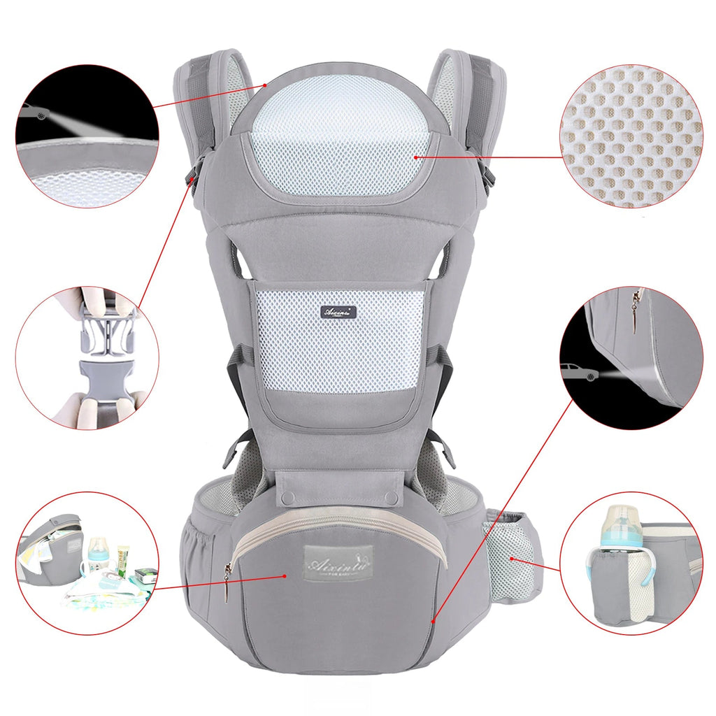 Porte-Bébé Ergonomique avec Siège Assis — Nouveau-Né à Enfant