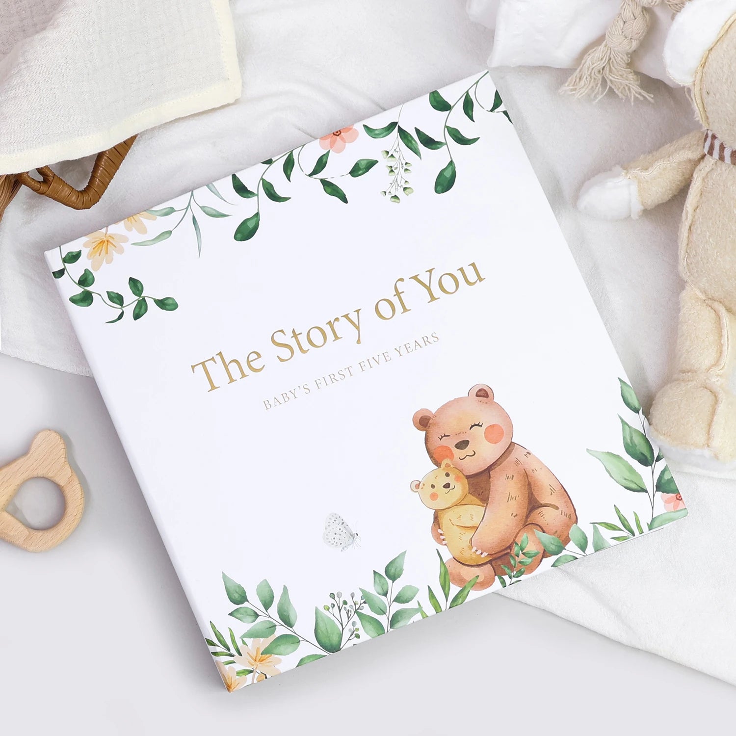 Livre souvenir bébé 1ère année ERATOPIC — Journal mémoire naissance en lin, cadeau baby shower
