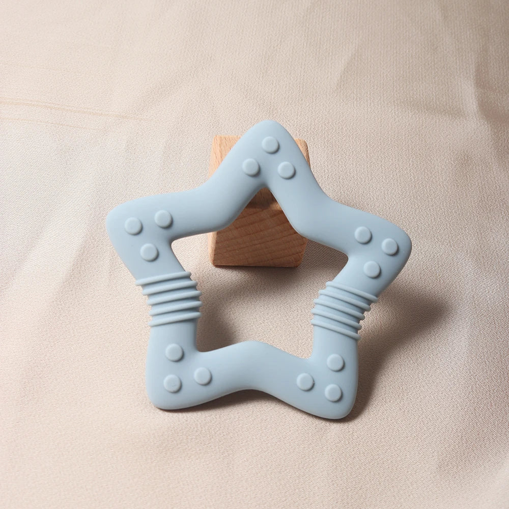 Anneau de Dentition Étoile Silicone - Set Coloris Pastel Bébé