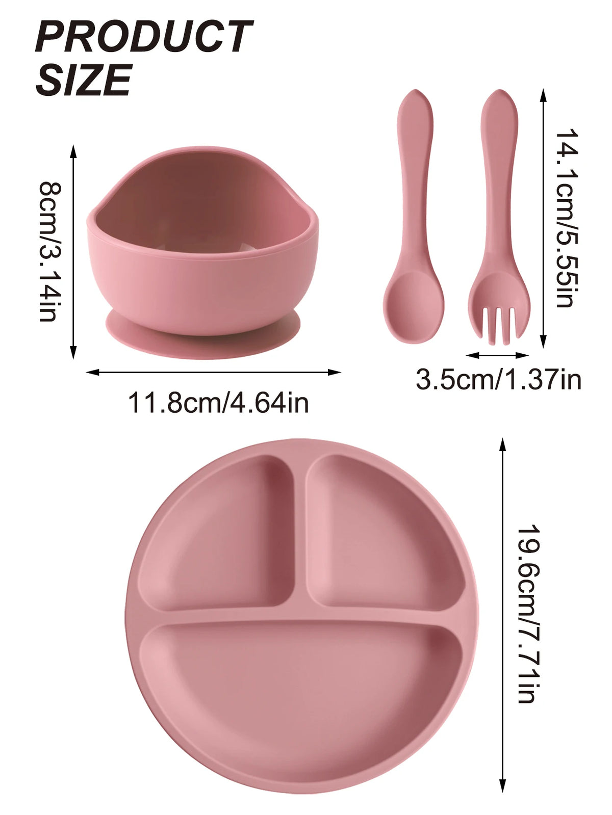 Set d'Assiettes Silicone Ventouses pour Bébé – Vaisselle Complète 4 Pièces