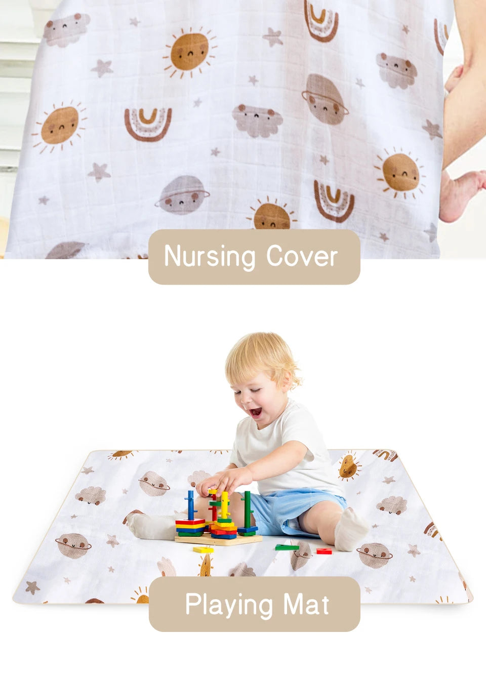 Lange Emmaillotage Bébé Coton Bambou - Couverture Douce Arc-en-Ciel
