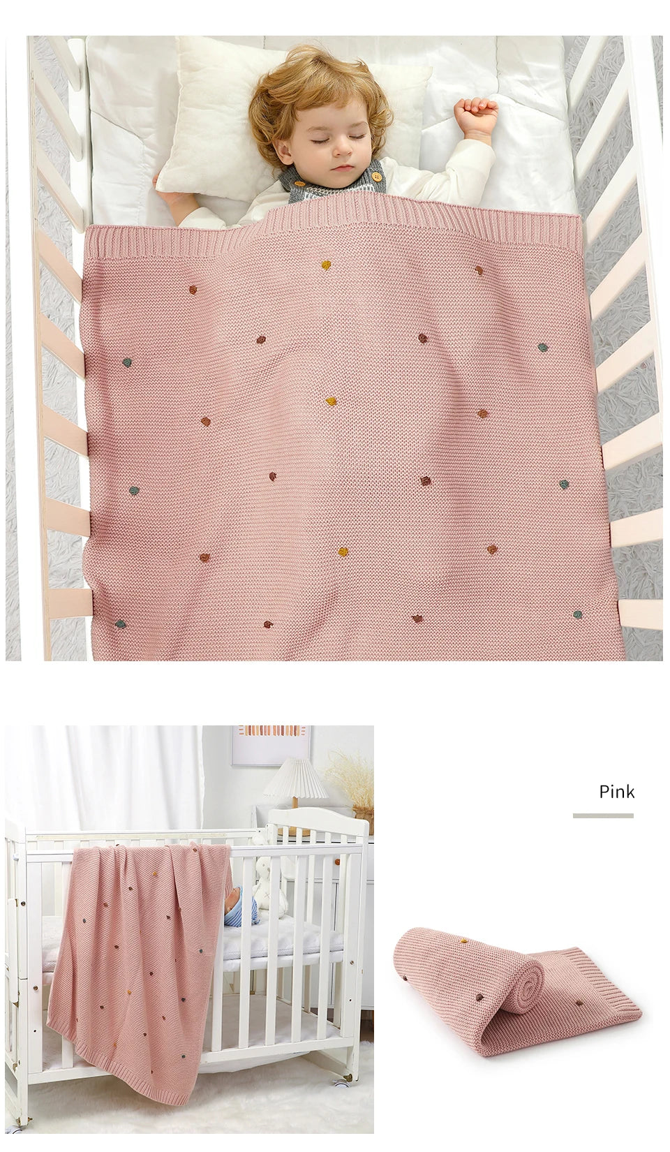 Couverture Tricot Bébé Ultra-Douce - Plaid Emmaillotage Nouveau-né