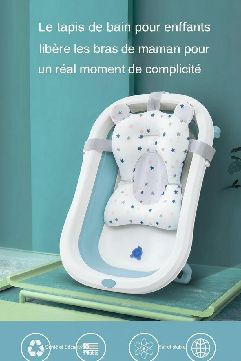 Coussin de Bain Bébé Étoiles - Support Antidérapant Nouveau-né