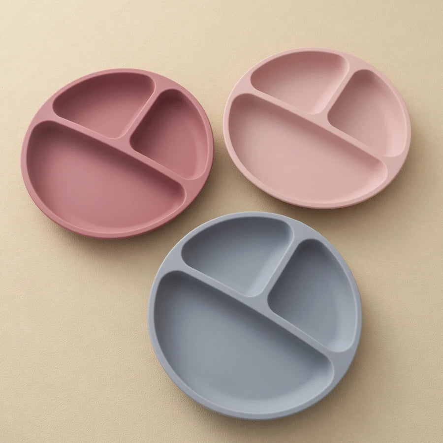 Assiette Ventouse Silicone Bébé - Compartiments Sans BPA Repas Enfant
