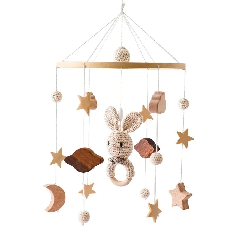 Boîte à Musique Rotative Bébé - Mobile Bois Naturel Berceuse 0-12 Mois