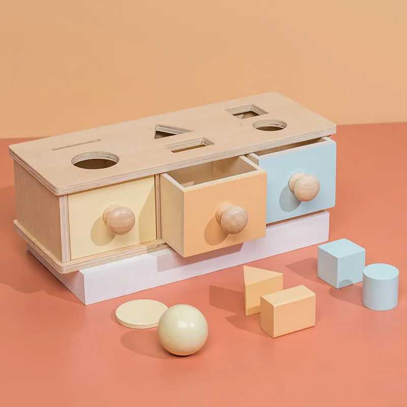 Boîte de Tri Montessori en Bois - Formes & Couleurs 1-3 Ans