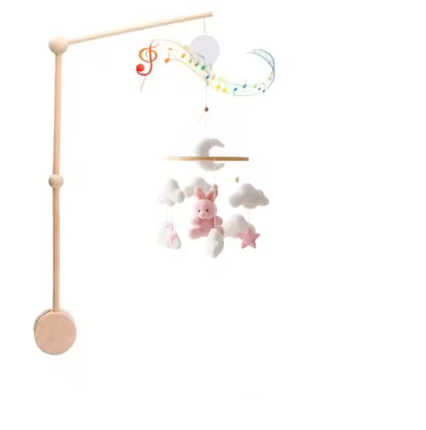 Mobile Bébé Bois Naturel - Nuages & Ourson Style Scandinave Lit Berceau